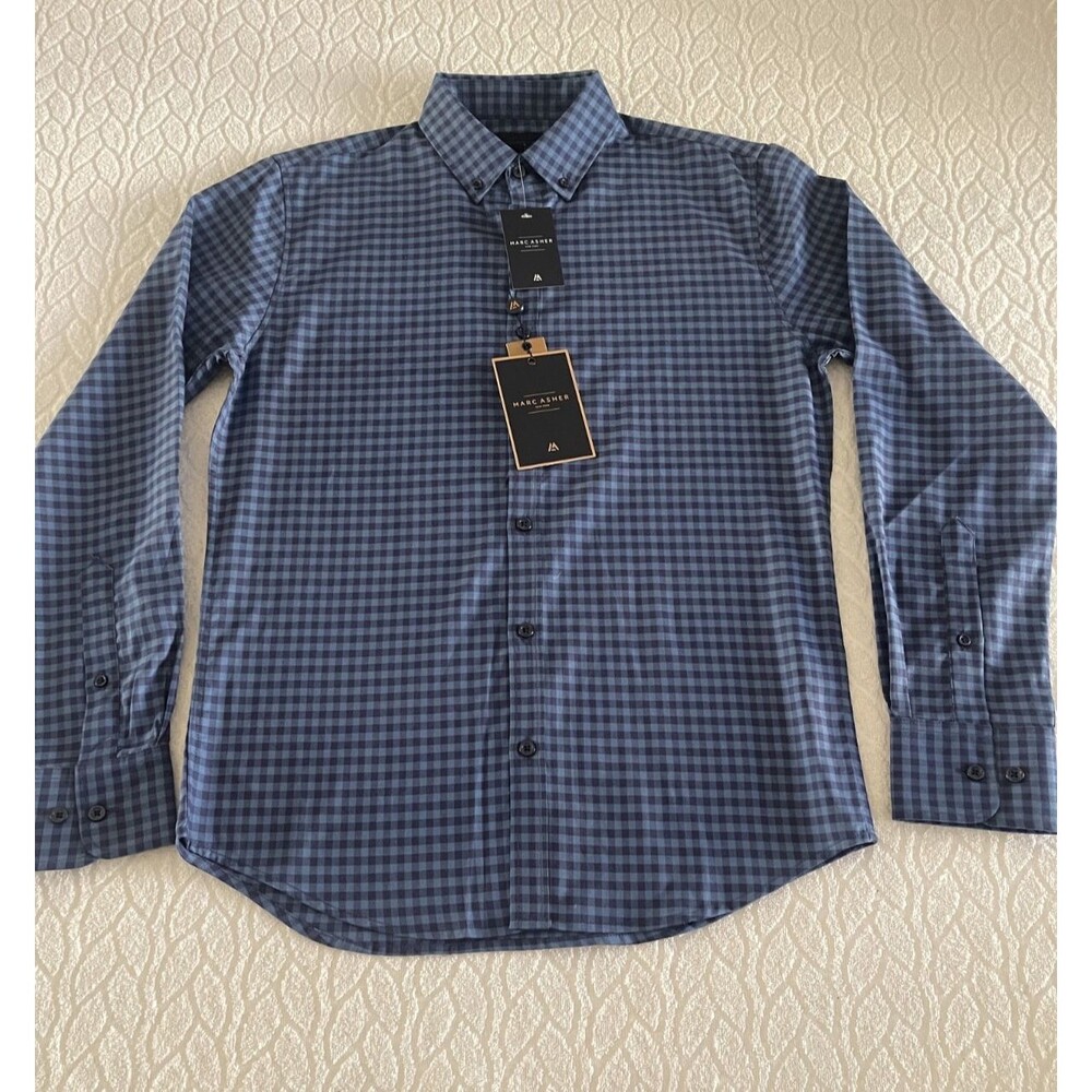 MARC ASHER SZ Small New York Men's Long Sleeve Plaid Button Down Shirt NWT